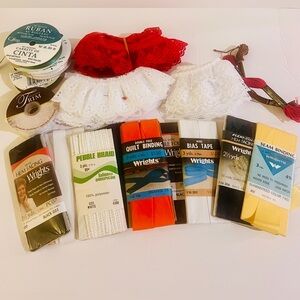 Lot of 18  Sewing Vintage Bias Tape - Hem Facing- Ribbon- Quilt/Seam Binding